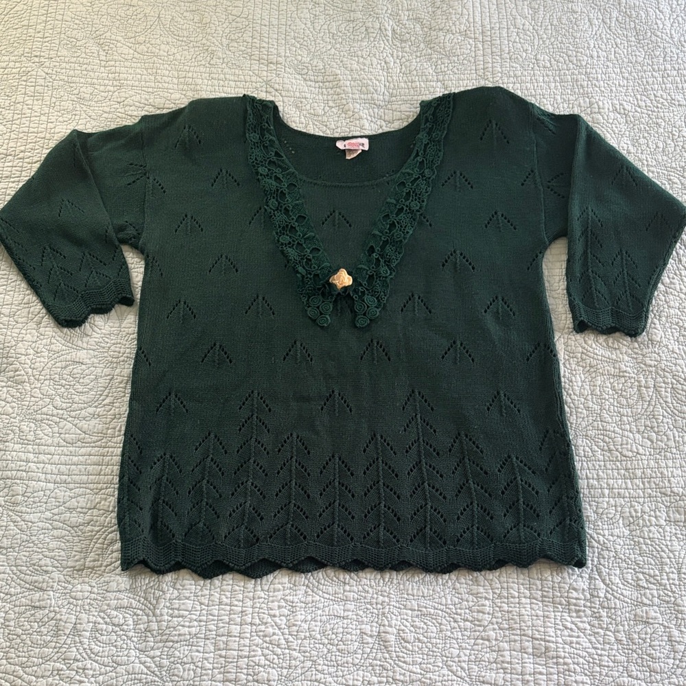 Vintage Bright Lights Green Crew Neck Sweater or Sweater Dress